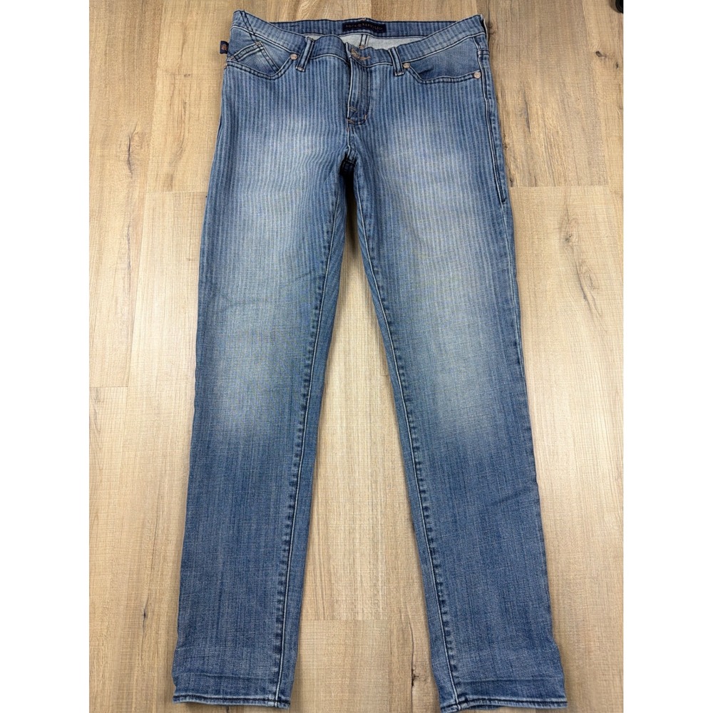 Rock & Republic Berlin‎ Skinny Jeans Blue Pinstripe Denim Pants 12 M R010163